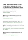 FAMILY HEALTH CARE NURSING&colon; THEORY&comma;&NewLine;PRACTICE&comma; AND RESEARCH EXAM PREP&NewLine;QUESTIONS AND ANSWERS FULLY VERIFIED