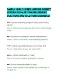 FAMILY HEALTH CARE NURSING THEORY&NewLine;CERTIFICATION TEST PAPER VERIFIED&NewLine;QUESTIONS AND SOLUTIONS GRADED A&plus;
