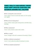 FAMILY HEALTH CARE NURSING THEORY&NewLine;EXAM SCRIPT UPDATED QUESTIONS AND&NewLine;ACCURATE ANSWERS FULL SOLUTION