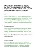 FAMILY HEALTH CARE NURSING&colon; THEORY&comma;&NewLine;PRACTICE&comma; AND RESEARCH UPDATED ACTUAL&NewLine;QUESTIONS AND CORRECT ANSWERS