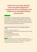 CQM EXAM Latest Update 2026&sol;2027&vert; Construction Quality Management&vert; A Comprehensive Review of 205 Questions with Verified Answers with Detailed Rationale&vert; Guaranteed Pass