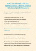 Nclex- Cris-test I &lpar;New 2026 2027 Update&rpar; Questions & Answers -Grade A- 100- Correct &lpar;Verified Solutions&rpar;