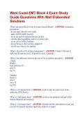 West Coast EMT Block 4 Exam Study &NewLine;Guide Questions With Well Elaborated &NewLine;Solutions 