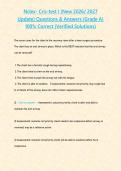Nclex- Cris-test I &lpar;New 2026 2027 Update&rpar; Questions & Answers -Grade A- 100- Correct &lpar;Verified Solutions&rpar;&period;