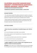 CALIFORNIA QUALIFIED MANAGER EXAM 2026&sol;2027 &vert; COMPREHENSIVE QUESTIONS & VERIFIED ANSWERS &vert; UPDATED PREP