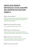 LME3701 LEGAL RESEARCH&NewLine;METHODOLOGY ACTUAL EXAM PAPER&NewLine;2026 QUESTIONS WITH SOLUTIONS&NewLine;GRADED A&plus;