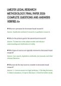 LME3701 LEGAL RESEARCH&NewLine;METHODOLOGY FINAL PAPER 2026&NewLine;COMPLETE QUESTIONS AND ANSWERS&NewLine;VERIFIED A&plus;