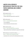 LME3701 LEGAL RESEARCH&NewLine;METHODOLOGY PRACTICE TEST 2026&NewLine;TESTED QUESTIONS AND CORRECT&NewLine;ANSWERS