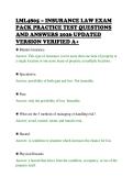 LML4805 &ndash; INSURANCE LAW EXAM&NewLine;PACK PRACTICE TEST QUESTIONS&NewLine;AND ANSWERS 2026 UPDATED&NewLine;VERSION VERIFIED A&plus;&NewLine;