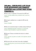 LML4805 &ndash; INSURANCE LAW EXAM&NewLine;PACK QUESTIONS AND CORRECT&NewLine;ANSWERS 2026 LATEST PREP GUIDE&NewLine;VERIFIED A&plus;