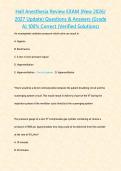 Hall Anesthesia Review EXAM &lpar;New 2026&sol; 2027 Update&rpar; Questions & Answers 100&percnt; Correct &lpar;Verified Solutions&rpar; &lbrace;Grade A&rcub;&NewLine;&NewLine;