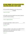 NC DMV PERMIT TEST EVALUATION FULL&NewLine;SOLUTION UPDATED STUDY GUIDE