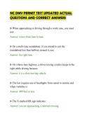 NC DMV PERMIT TEST UPDATED ACTUAL&NewLine;QUESTIONS AND CORRECT ANSWERS