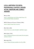 LOCAL ANESTHESIA FOR DENTAL&NewLine;PROFESSIONALS CHAPTER 21 UPDATED&NewLine;ACTUAL QUESTIONS AND CORRECT&NewLine;ANSWERS