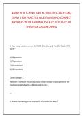 NASM STRETCHING AND FLEXIBILITY COACH &lpar;SFC&rpar; &NewLine;EXAM &vert; 300 PRACTICE QUESTIONS AND CORRECT &NewLine;ANSWERS WITH RATIONALES LATEST UPDATES OF &NewLine;THIS YEAR&period;ASSURED PASS &NewLine;