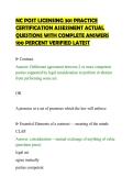 NC POST LICENSING 301 PRACTICE&NewLine;CERTIFICATION ASSESSMENT ACTUAL&NewLine;QUESTIONS WITH COMPLETE ANSWERS&NewLine;100 PERCENT VERIFIED LATEST