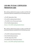LSUS MBA 701 EXAM 1 CERTIFICATION&NewLine;PREPARATION GUIDE