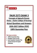 NUR257&sol;NUR 257 Exam 3 &vert; Concepts of Aging & Chronic Illness &vert; Galen College of Nursing &vert; 26&sol;27 &lpar;PDF&rpar;