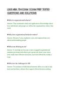 LSUS MBA 704 EXAM 1 EXAM PREP TESTED&NewLine;QUESTIONS AND SOLUTIONS&NewLine;