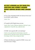 NC POST LICENSING 303 TEST BANK FULL&NewLine;QUESTIONS AND CORRECT ANSWERS&NewLine;EXPERT VERIFIED REVIEW SHEET GRADED&NewLine;A&plus;
