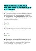 NCAA RECRUITING CERTIFICATION&NewLine;EVALUATION PRACTICE QUESTIONS WITH&NewLine;FULL SOLUTION