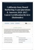 California State Board Barbering Exam 115&plus; Questions & Answers 2026-2027 Latest Certification Review &lpar;Rationales&rpar;