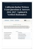 California Barber Written Exam 150&plus; Questions & Answers 2026-2027 Updated & Verified &lpar;Rationales&rpar;