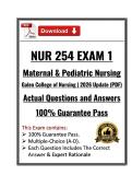NUR254&sol;NUR 254 Exam 1 &vert; Maternal & Pediatric Nursing &vert; Galen College of Nursing &vert; 26&sol;27&vert;Q&A &lpar;PDF&rpar; 