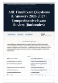 AHE Final Exam 255&plus; Questions & Answers 2026&sol;2027 Comprehensive Exam Review &lpar;Rationales&rpar;
