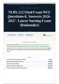 NURS 222 Final Exam WCU 75&plus; Questions & Answers 2026&sol;2027 Latest Nursing Exam &lpar;Rationales&rpar;