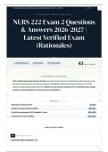 NURS 222 Exam 2 40&plus; Questions & Answers 2026&sol;2027 Latest Verified Exam &lpar;Rationales&rpar;