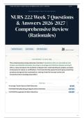 NURS 222 Week 7 20&plus; Questions & Answers 2026&sol;2027 Comprehensive Review &lpar;Rationales&rpar;