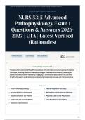 NURS 5315 Advanced Pathophysiology Exam 1 210&plus; Questions & Answers 2026&sol;2027 UTA Latest Verified &lpar;Rationales&rpar;