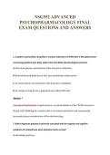 NSG552 ADVANCED&NewLine;PSYCHOPHARMACOLOGY FINAL&NewLine;EXAM QUESTIONS AND ANSWERS