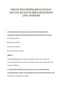 NSG552 PSYCHOPHARMACOLOGY&NewLine;ADVANCED EXAM PREP QUESTIONS&NewLine;AND ANSWERS