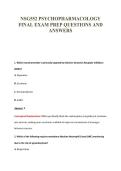 NSG552 PSYCHOPHARMACOLOGY&NewLine;FINAL EXAM PREP QUESTIONS AND&NewLine;ANSWERS