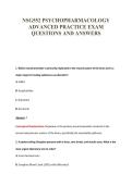 NSG552 PSYCHOPHARMACOLOGY&NewLine;ADVANCED PRACTICE EXAM&NewLine;QUESTIONS AND ANSWERS