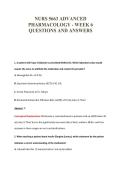 NURS 5663 ADVANCED&NewLine;PHARMACOLOGY - WEEK 6&NewLine;QUESTIONS AND ANSWERS