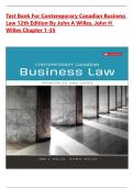 Test Bank For Contemporary Canadian Business Law 12th Edition By John A Willes&comma; John H Willes Chapter 1-35