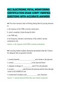 NCC ELECTRONIC FETAL MONITORING&NewLine;CERTIFICATION EXAM SCRIPT VERIFIED&NewLine;QUESTIONS WITH ACCURATE ANSWERS
