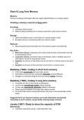 Memory Lesson 1- Short & Long Term Memory AQA A Level Psychology  Revision Notes