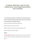 NURS6541 PRIMARY CARE OF THE&NewLine;CHILD FINAL EXAM PREP QUESTIONS&NewLine;AND ANSWERS