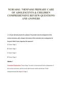 NURS 6541 &sol; NRNP 6541 PRIMARY CARE&NewLine;OF ADOLESCENTS & CHILDREN&NewLine;COMPREHENSIVE REVIEW QUESTIONS&NewLine;AND ANSWERS