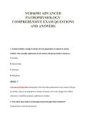 NURS6501 ADVANCED&NewLine;PATHOPHYSIOLOGY&NewLine;COMPREHENSIVE EXAM QUESTIONS&NewLine;AND ANSWERS