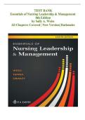 Test Bank for Essentials of Nursing Leadership & Management 8th Edition by Sally A&period; Weiss &vert; Chapter 1&colon; Characteristics of a Profession