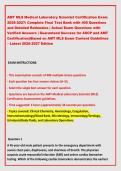 AMT MLS Medical Laboratory Scientist Certification Exam &NewLine;2026-2027&colon; Complete Final Test Bank with 400 Questions &NewLine;and Detailed Rationales &vert; Actual Exam Questions with &NewLine;Verified Answers &vert; Guaranteed Success for ASCP and AMT &NewLine;Certification&vert;&vert;Based on AMT 