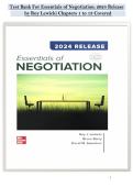 Test Bank For Essentials of Negotiation&colon; 2024 Release &NewLine;by Roy Lewicki Chapters 1 to 13 Covered
