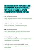 MACHINE LEARNING A BAYESIAN AND&NewLine;OPTIMIZATION PERSPECTIVE ACTUAL&NewLine;TEST PAPER UPDATED COMPLETE&NewLine;QUESTIONS WITH VERIFIED ANSWERS