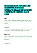 MACHINE LEARNING A BAYESIAN AND&NewLine;OPTIMIZATION PERSPECTIVE&NewLine;CERTIFICATION EVALUATION COMPLETE&NewLine;QUESTIONS AND SOLUTIONS GRADED&NewLine;APLUS&NewLine;