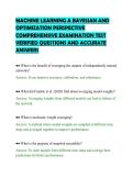 MACHINE LEARNING A BAYESIAN AND&NewLine;OPTIMIZATION PERSPECTIVE&NewLine;COMPREHENSIVE EXAMINATION TEST&NewLine;VERIFIED QUESTIONS AND ACCURATE&NewLine;ANSWERS&NewLine;